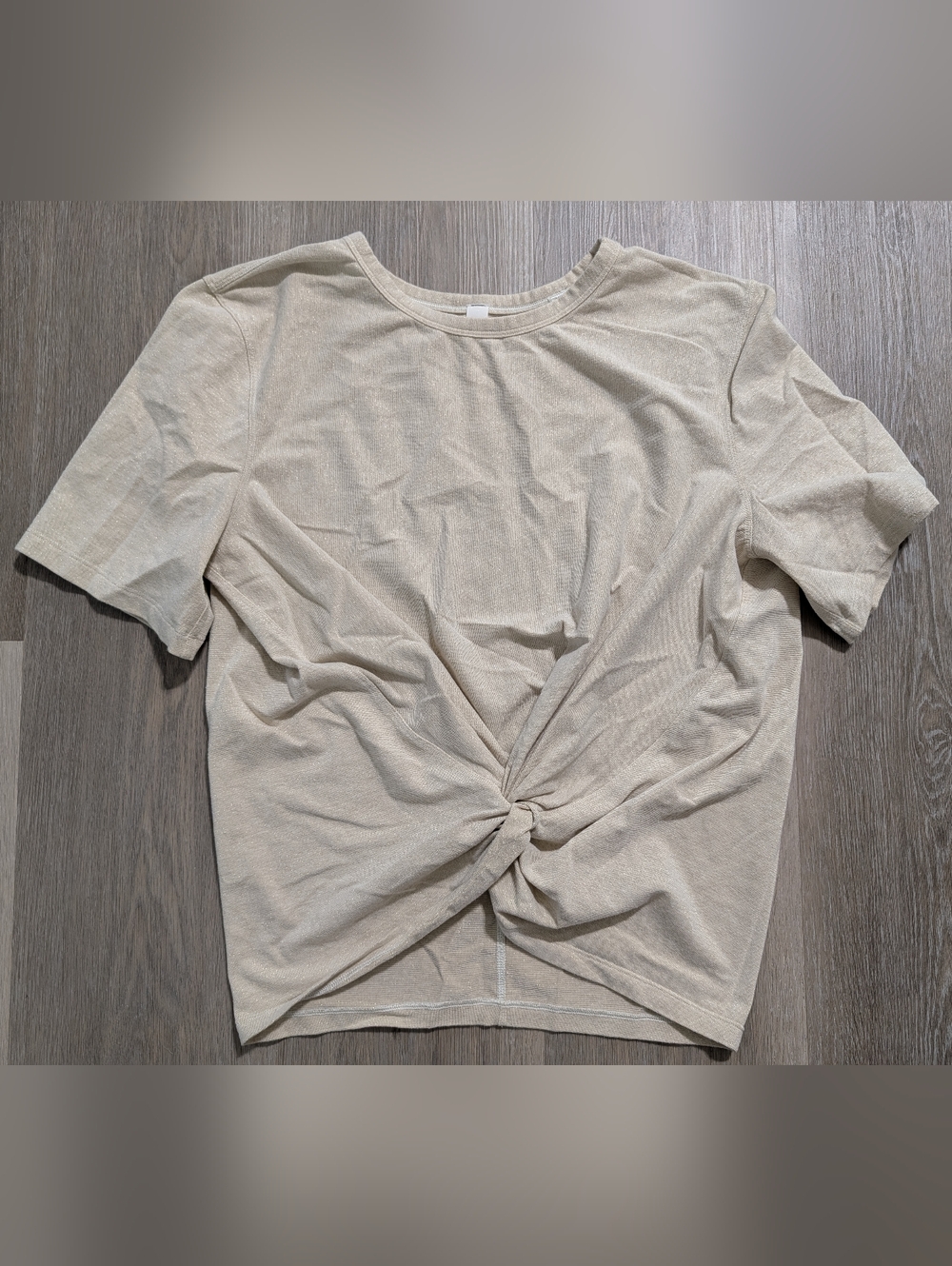 Lululemon Twist-Front Short Sleeve Top - Sparkly Gold Cream - 6 - Preloved